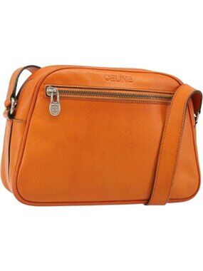 CELINE Shoulder Bag Leather Orange Gold